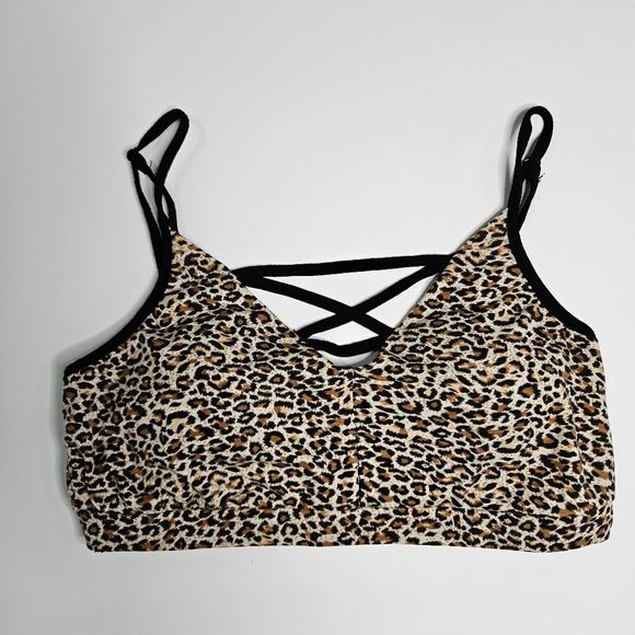 Women's Doe & Rae Criss Cross Leopard Print Bralette Size Small-NEW - Picture 1 of 8